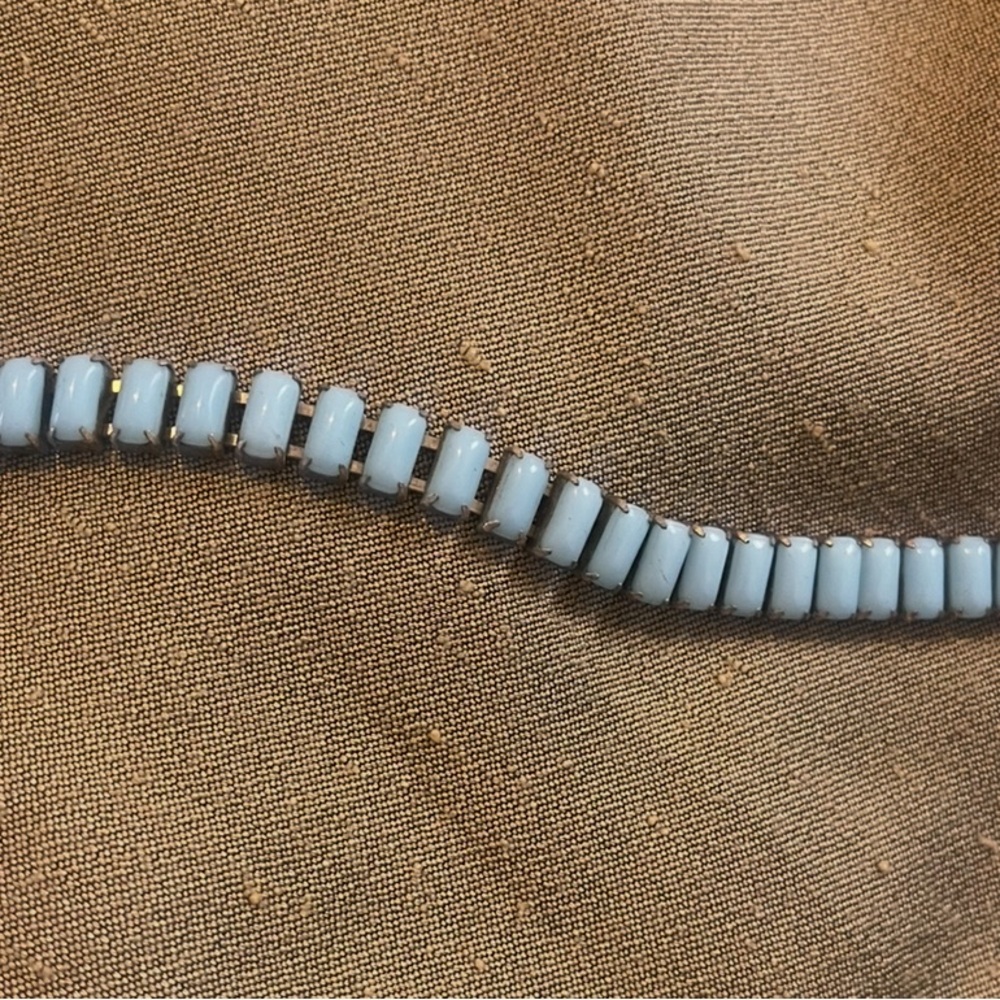 Pale Blue Beaded tile line bracelet 17cm